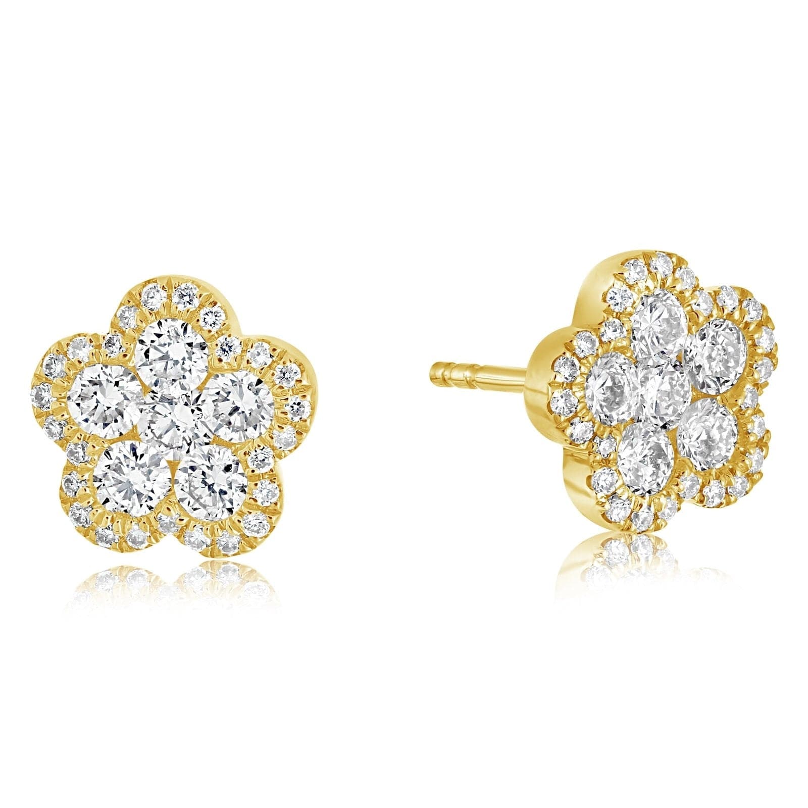 0.75 Carat 7 Stone Flower Lab Diamond Earring In 14K Rose Gold |  Fascinating Diamonds